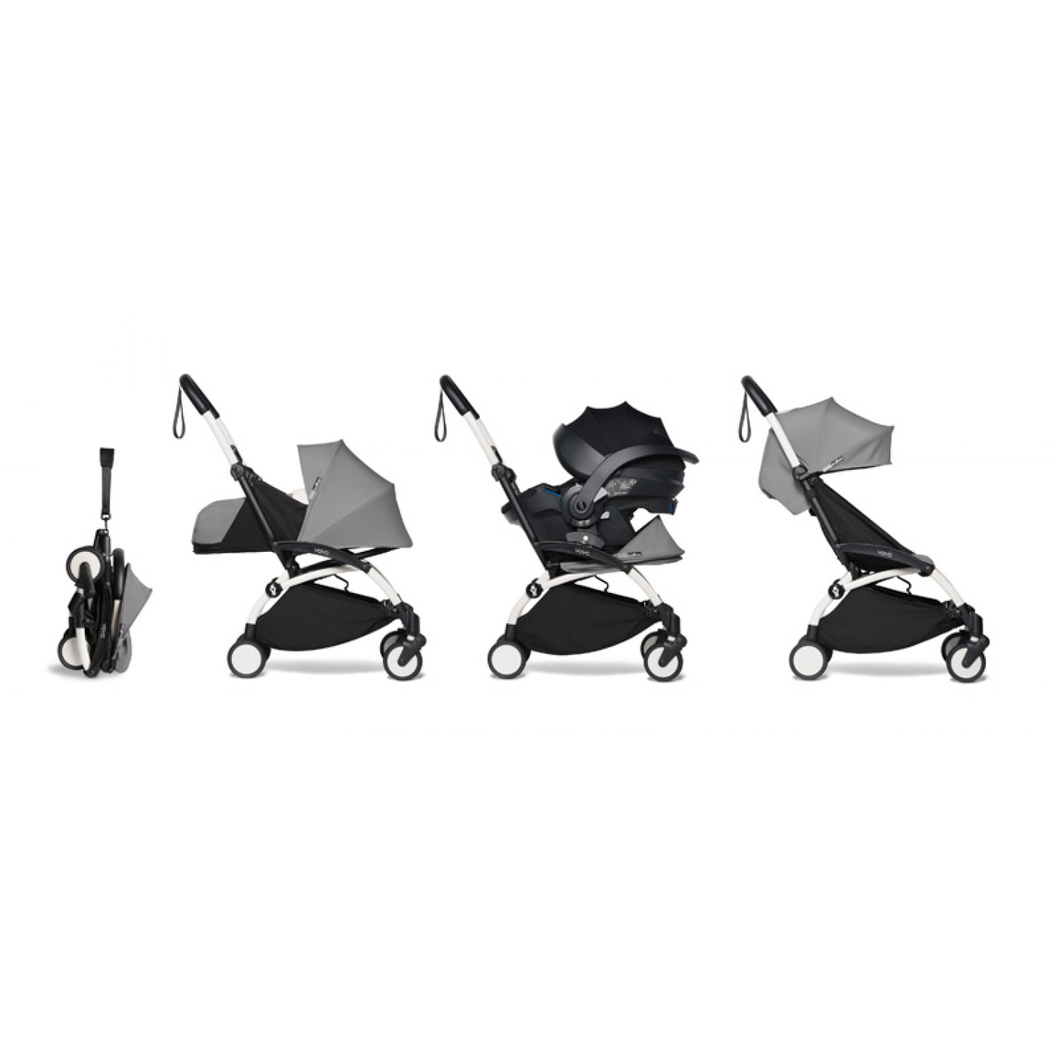 All-in-one BABYZEN stroller YOYO2 0+, car seat and 6+   | White Chassis Grey